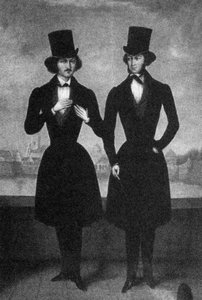 Portret van Alexander Pushkin en Nikolai Gogol, eerste kwart van de 19e eeuw door Unbekannt