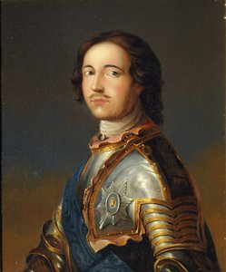 Portret van keizer Peter I de Grote 1672-1725 in ridderharnas