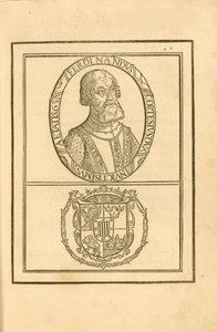 Portret van Hernán Cortés 1485-1547 met zijn wapen, 1588 door Unbekannt
