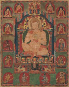 Portret van Jnanatapa Bijgestaan door Lamas en Mahasiddhas, ca. 1350