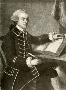 Portret van John Hancock, in jas met dubbele zakflappen