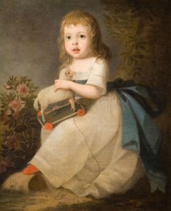 Portret van een Kind met een Speelgoed Schaap door Unbekannt