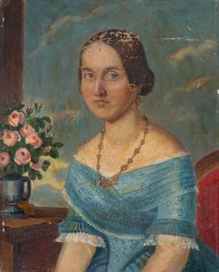 Portret van een dame met een ketting