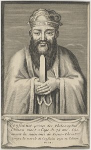 Portret van de Chinese denker en sociaal filosoof Confucius, tussen 1745 en 1755 door Unbekannt