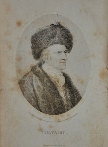 Portret van de schrijver, essayist en filosoof Francois Marie Arouet de Voltaire 1694-1778, 1798 door Unbekannt