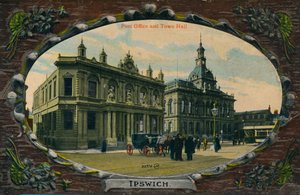 Postkantoor en stadhuis, Ipswich, Suffolk, ca. 1905 door Unbekannt