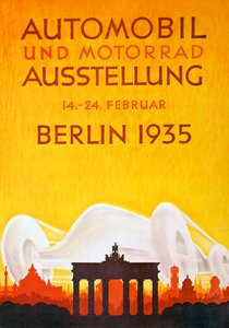 Poster die de Automobiel- en Motorfietstentoonstelling in Berlijn aankondigt, februari 1935