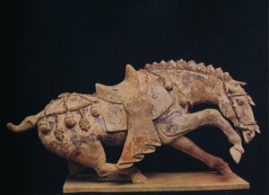 Aardewerkfiguur van een paard - Tang-dynastie, c7e tot 10e eeuw na Chr., 1936