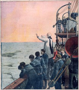 Gebeden op de plaats van het zinken van de Titanic, 1912 door Unbekannt