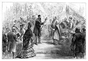 Overhandiging van een zwaard aan Giuseppe Garibaldi in het Crystal Palace, 1864 door Unbekannt