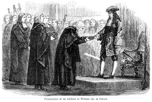 Overhandiging van een adres aan Willem III in Oxford