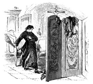 Priester die een boeteling met een berk zweept, ca. 1876