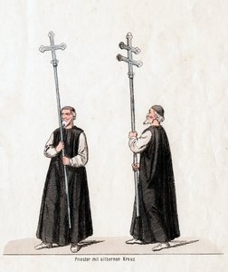 Priester met zilveren kruis, kostuumontwerp voor Shakespeares toneelstuk, Henry VIII, 19e eeuw door Unbekannt