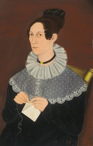 Waarschijnlijk Sarah Cook Arnold aan het breien, c. 1830 door Unbekannt