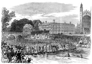 Processie van boten in Cambridge, 1870