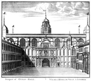 Uitzicht op Guildhall, City of London door Unbekannt