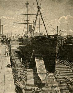 Het plaatsen van de obelisk in het ruim van de stoomboot door Unbekannt