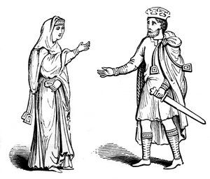 Koningin Alfgyfe en koning Canute, 11e eeuw, 1910