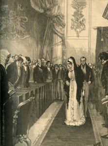 Koningin Caroline betreedt het Hogerhuis tijdens haar proces, Westminster, Londen, 1820 ca. 1890