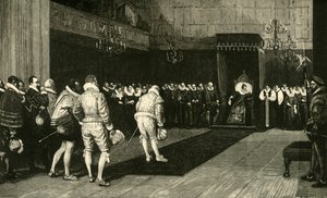 Koningin Elizabeth ontvangt de Franse ambassadeurs na het bloedbad van St. Bartholomeus, 1890 door Unbekannt
