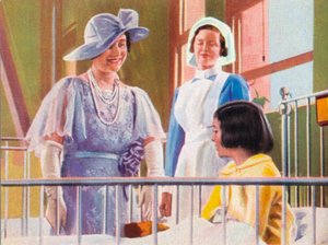 Koningin Elizabeth bezoekt een kinderafdeling in het Middlesex Hospital, 1935, 1937