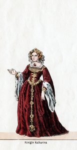 Koningin Katharine, kostuumontwerp voor Shakespeares toneelstuk, Henry VIII, 19e eeuw door Unbekannt