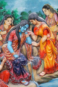 Radha huilt na gescheiden te zijn van Krishna Vrindavan India