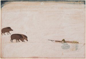 Raja Ram Chand van Amber op wilde zwijnenjacht r. 1667-1688, c. 1670