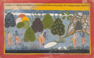 Rama en Lakshmana Zoeken tevergeefs naar Sita: Geïllustreerd folio..., ca. 1680-90