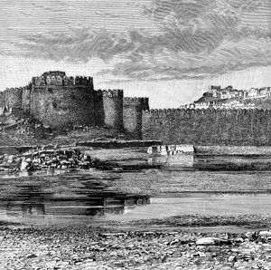 Stadsmuren en citadel, Golconda, India, 1895