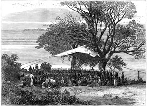 Het ultimatum lezen aan de oevers van de Tugela, de Zoeloe-oorlog in het zuiden door Unbekannt