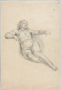 Liggende Vrouwelijke Naakt recto, Diverse Schetsen van Figuren en Planten verso