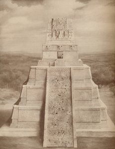 Gereconstrueerd model van een prachtige Maya tempelpiramide in Tikal, ca. 1935 door Unbekannt
