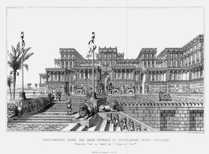 Reconstructie van de noordoostelijke gevel van Sennacheribs paleis Kouyunjik, Assyrisch, 1853