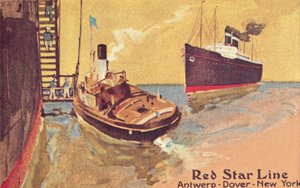 Red Star Line passagiersschip en tender, c1900