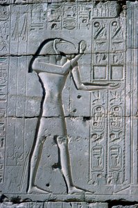 Reliëf met Thoth, Het Ramesseum, Tempel van Ramses II, Luxor, Egypte, ca. 1300 v.Chr. door Unbekannt