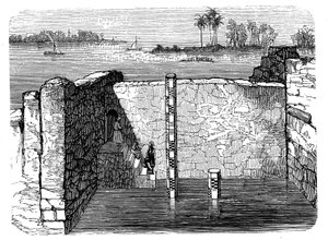 Overblijfselen van een Nilometer, een oud apparaat voor het meten van de jaarlijkse overstroming van de Nijl, ca. 1885