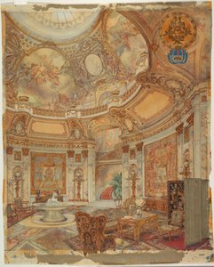 Weergave van de Grote Ere-Galerij, Palazzo Paz, Buenos Aires, Argentinië, ca. 1890 door Unbekannt