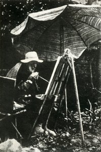 Renoir schildert buiten, ca. 1910s, 1947 door Unbekannt