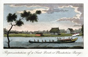 Representatie van een tentboot of plantagepraam, 1813