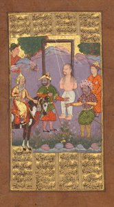 Redding van Bizhan door Piran, Folio uit een Shahnama Boek der Koningen van Firdausi, ca. 1610