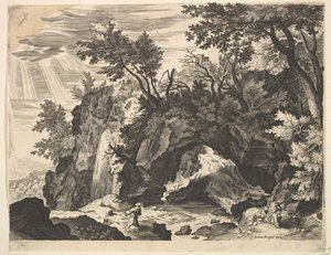 Rotsachtig landschap met de Stigmatisatie van St. Franciscus (kopie)