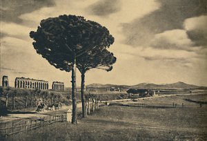 Rome - Nieuwe Appiaanse Weg - Ruïnes van het Aquaduct van Claudius. De Alban Heuvels, 1910 door Unbekannt