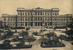 Roma - Prati di Castello. Nieuwe gerechtsgebouwen door Calderini, en standbeeld van Cavour, 1910 door Unbekannt