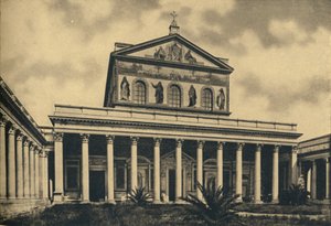 Rome - Hoofdfacade van de Basiliek van Sint-Paulus buiten de muren, 1910