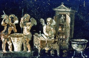 Romeinse muurschildering, Huis van de Vettii, Pompeii, Italië