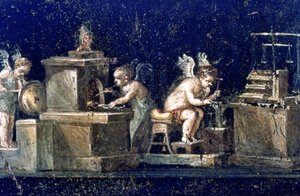 Romeinse muurschildering, Huis van de Vettii Pompeii, Italië