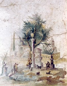 Romeinse muurschildering uit de villa van Agriopa Posthumus, nabij Pompeii