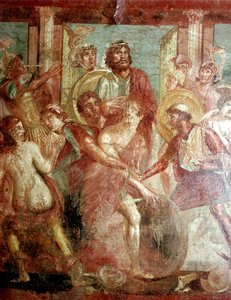 Romeinse muurschildering van Achilles die zich verstopt in Scyros, het Huis van de Dioscuri, Pompeii