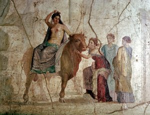 Romeinse muurschildering van De Roof van Europa, Huis van Jason, Pompeii, Italië door Unbekannt